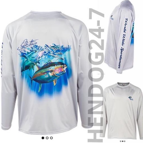 WORLDWIDE SPORTSMAN SALT PRINT MEN’S LONG SLV TEE - Picture 1 of 4